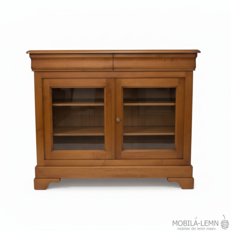 Comodă cu 2 sertare si 2 uși cu sticlă_1